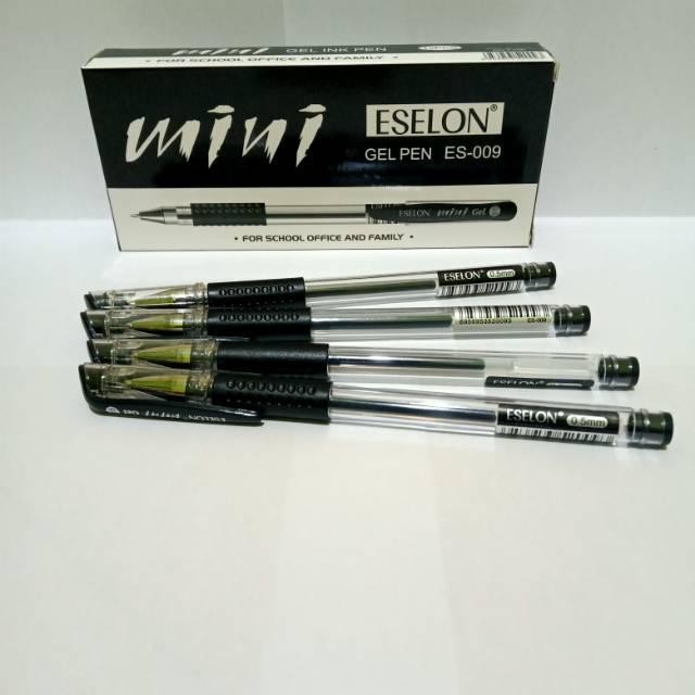 

New Azka Stationery SELUSIN ( 12 PCS ) PULPEN ESELON MINIGEL MINI GEL ESELON ES-009 Hitam Tinta