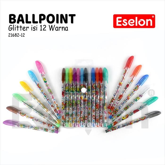 

New 12pcs PULPEN GEL GLITTER NON KARAKTER / pulpen glitter 12warna