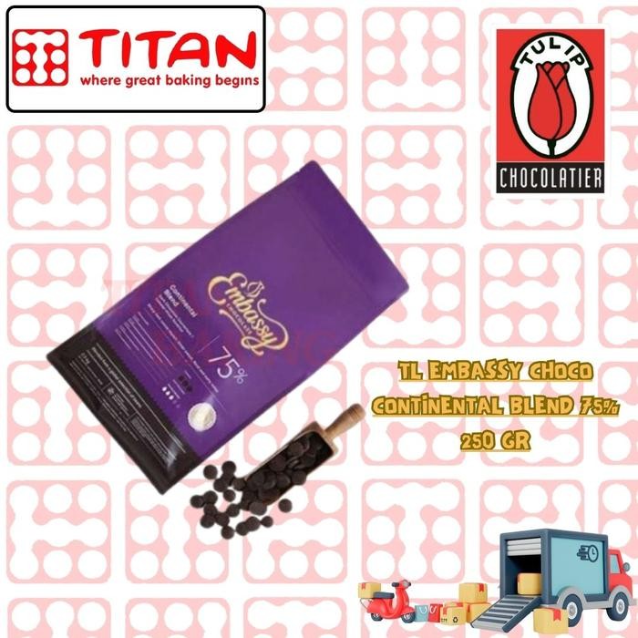 

Neww TULIP EMBASSY CHOCO CONTINENTAL BLEND 75% 250 GR Terlaris