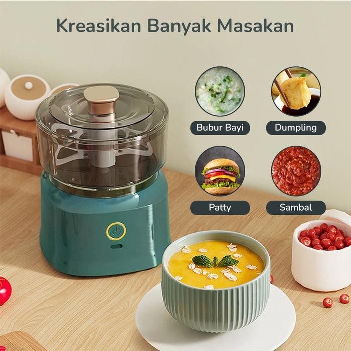 Mini Blender Food Copper Elektrik Pemotong Penggiling Daging Sayur Bumbu Dapur Portable