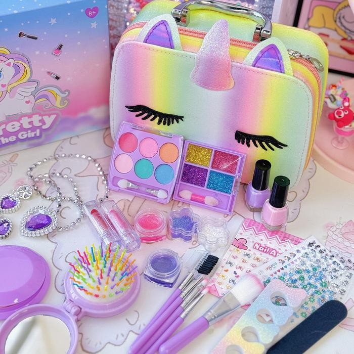 

Tatatoy Tas Rias Unicorn Fungsi Nyata Anak Bermain Peran Mainan Glamor Beauty Bag Makeup Kit