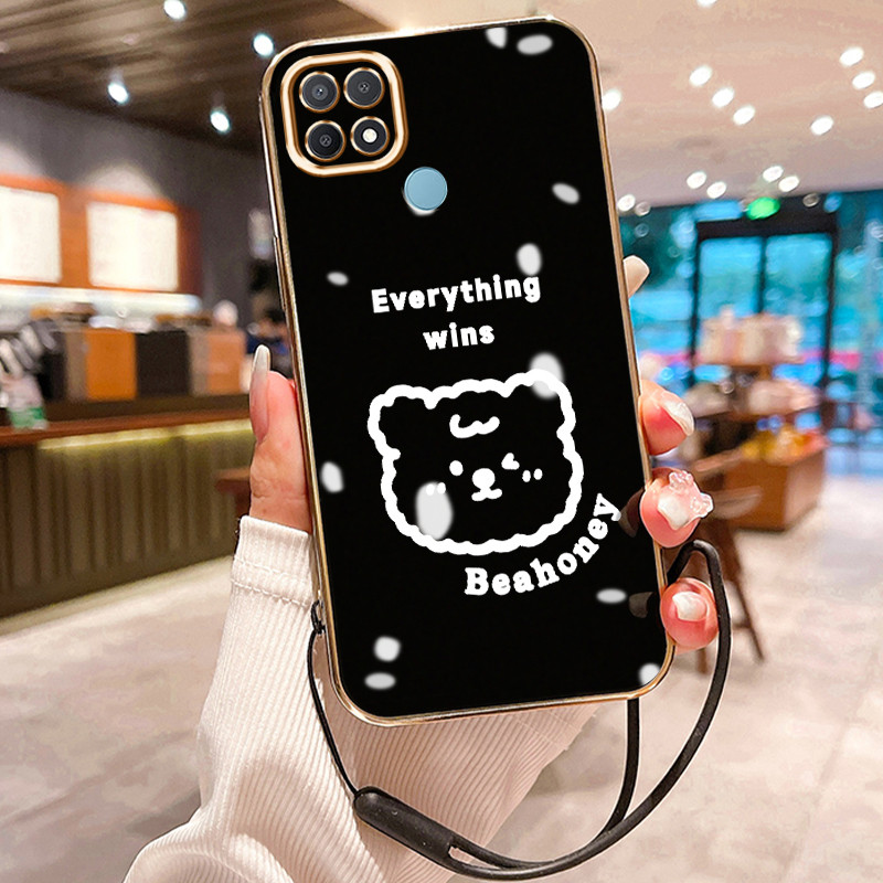 Casing Hp Untuk OPPO A15 A15s A35 Case Casing pola Beruang kecil lucu Kesing HP Cesing tali berlapis