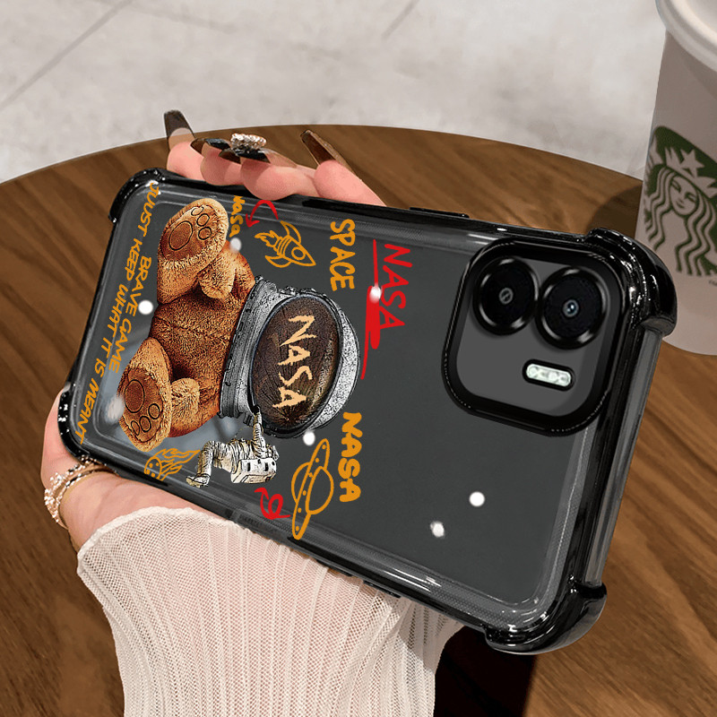 Casing Hp untuk Xiaomi Redmi A1 A2 Case Beruang NASA Kasing Perlindun Anti-Drop airbag Kesing Siliko