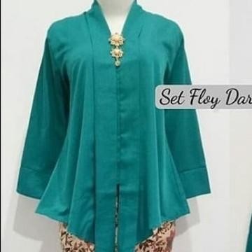 Atasan Kebaya Floy Kutubaru Baloteli Muslim Wanita Hijau Botol