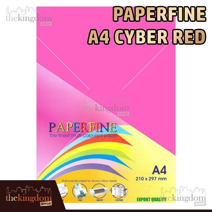

MURAH Paperfine Kertas HVS Warna A4 Cyber Red Merah Muda Isi 100 Lembar Kode Warna 350