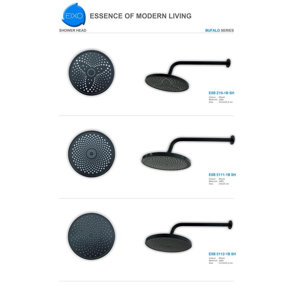 Miliki EIXO Bufalo Head Wall Shower Set Kepala Shower Mandi Kotak Chrome