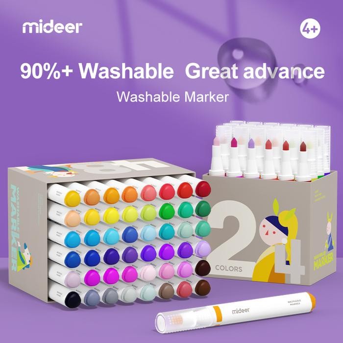 

Mideer Washable Marker 24 Pcs Mainan Spidol Bisa Di Hapus Untuk Anak