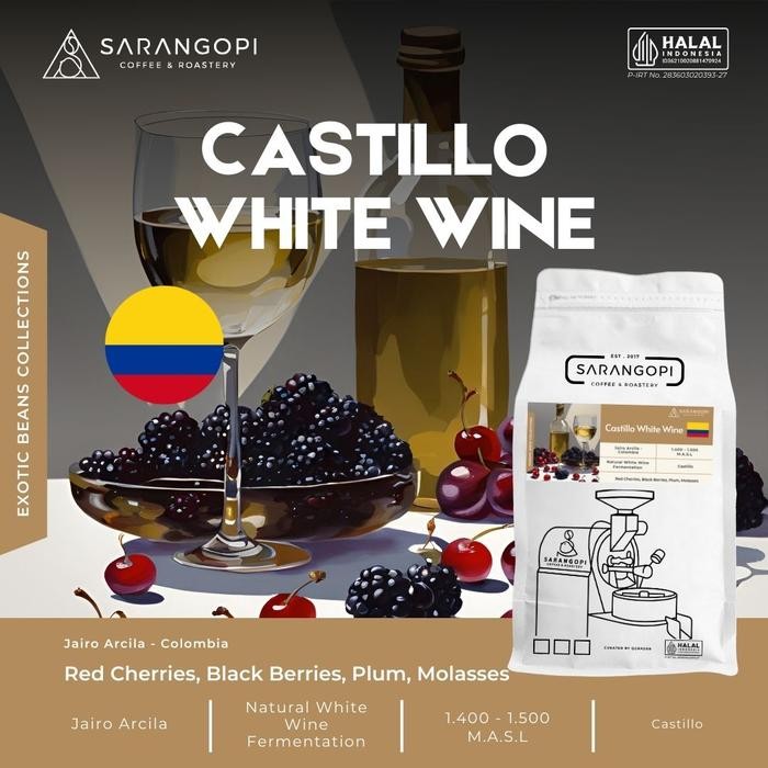 

Castillo White Wine Kopi Arabika - Sarangopi Roastery Speciality Beans V60 Coffee-100%Arabica