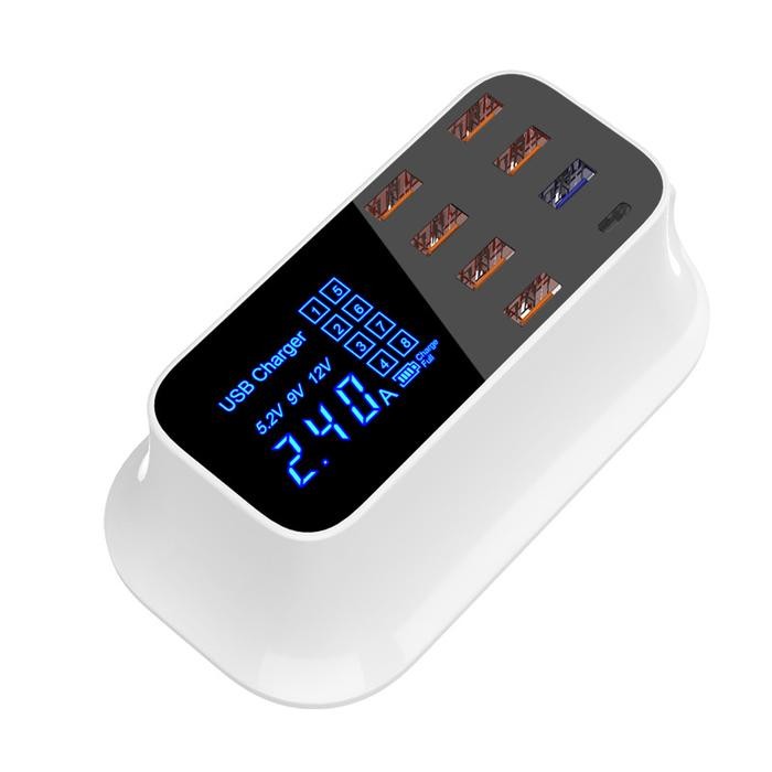 Tersedia Smart Charger 8 Usb Port Station Led Display Fast Charging