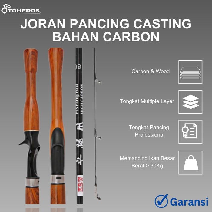 Joran Pancing Casting Murah Bahan Carbon Gun Handle Joran Baitcasting - Satu Set