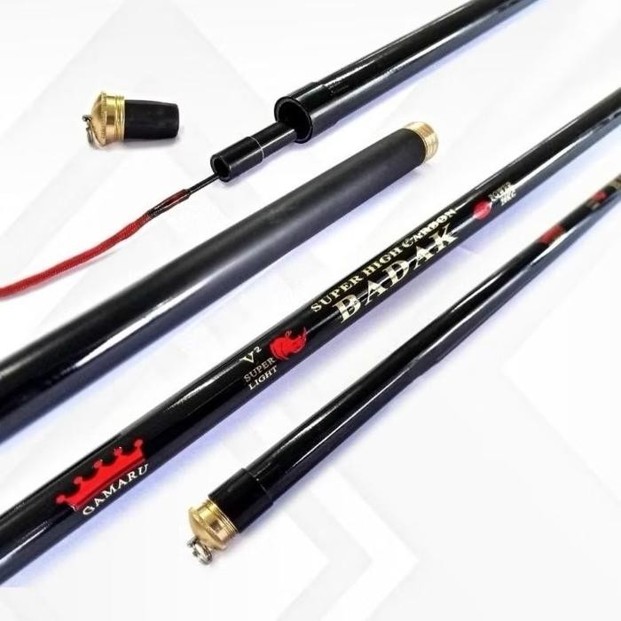 Tegek Gamaru Badak Kaku Kuat Power 20Kg High Carbon Power, Ujung Carbon Solid 250Cm Dan 270Cm
