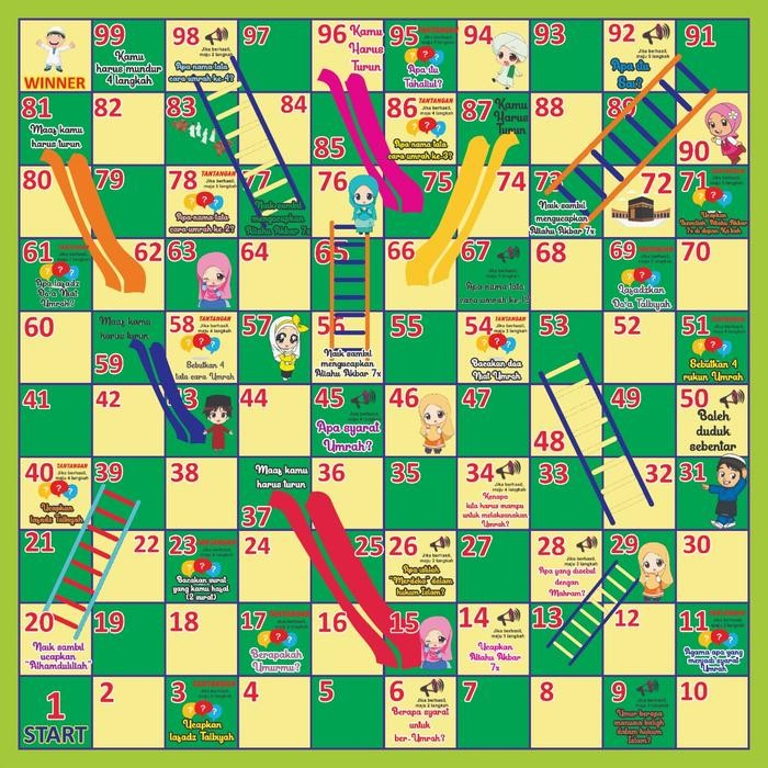 Ular Tangga Jumbo Islami Free Boneka Dadu /Mainan Edukasi Anak Islami
