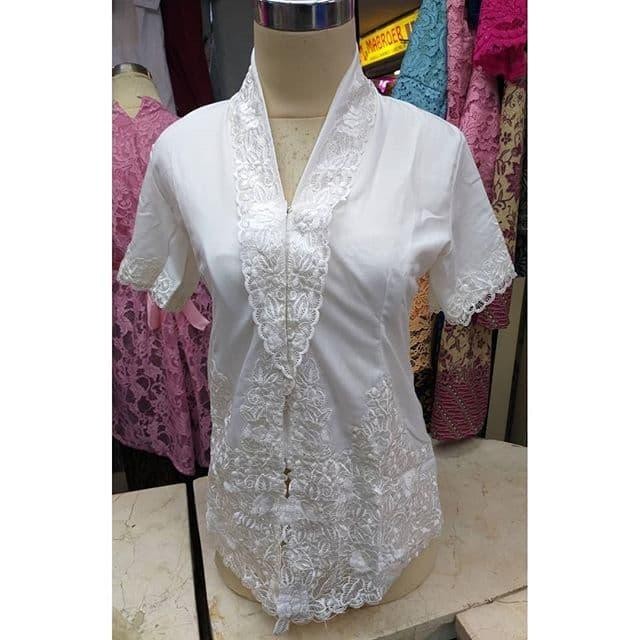 Kebaya kartini putih lengan pendek