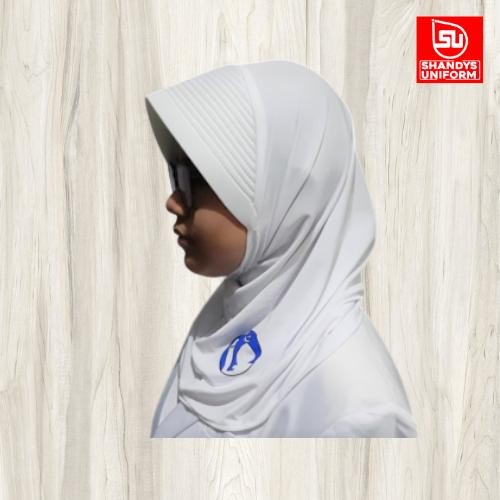 Bergo oval sd bahan spandex warna putih