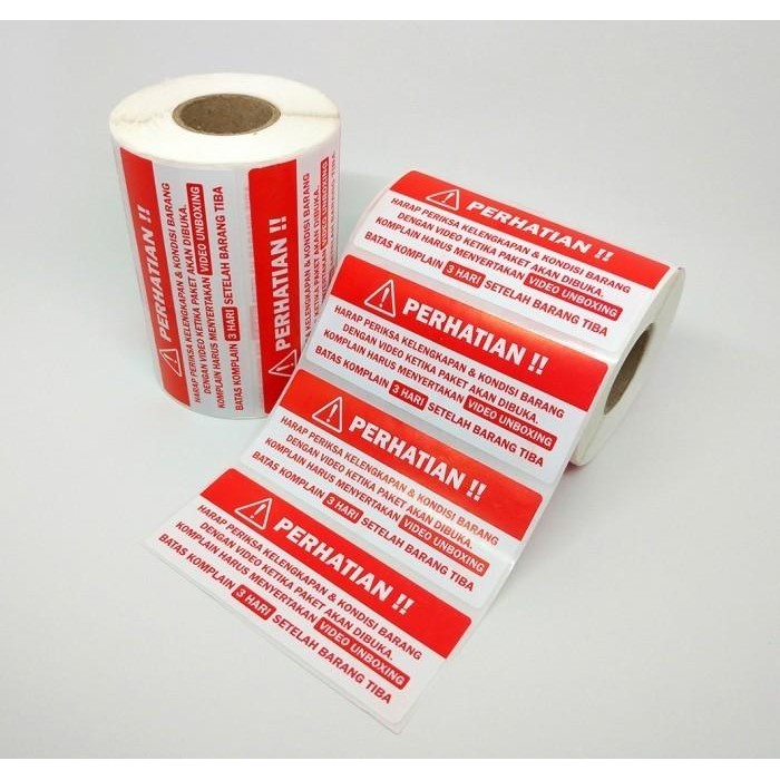 

ID STICKER LABEL PERHATIAN VIDEO UNBOXING 8,5 X 3,5 CM (1 ROLL/ 500 PCS)