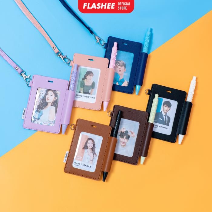 

ID FLASHEE ID CARD LANYARD KULIT ADA TEMPAT PULPEN MAXWELL LANYARD NAME TAG CARD HOLDER 3 SLOT KARTU