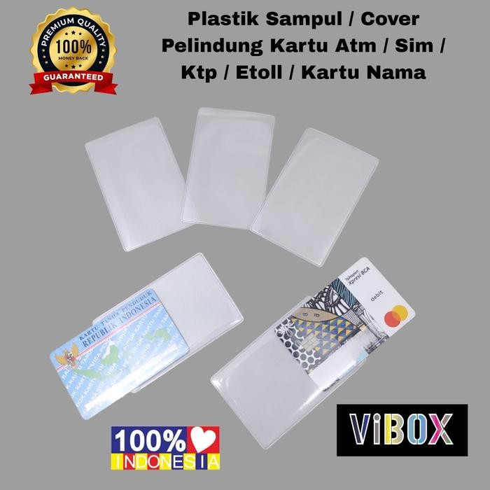

ID ( 10PCS ) VIBOX COVER PLASTIK PELINDUNG KARTU ATM / SIM KTP SAMPUL COVER FLAZZ ETOLL CARD