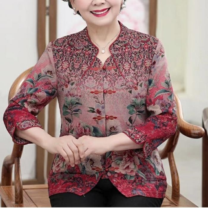 Atasan Blouse Oriental Cheongsam Senior Orang Tua Qipao Imlek CNY CVF