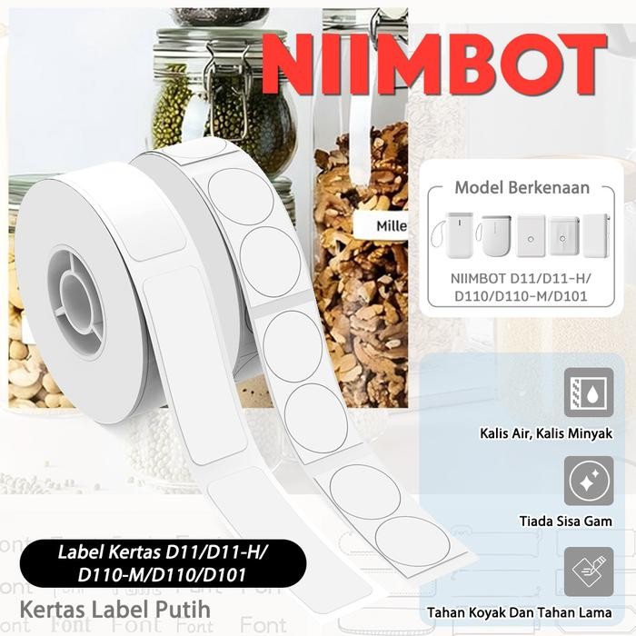 

KOIC Niimbot D11 / D110 / D101 Kertas Label Putih Thermal Stiker, Stiker Nama, Kertas Label