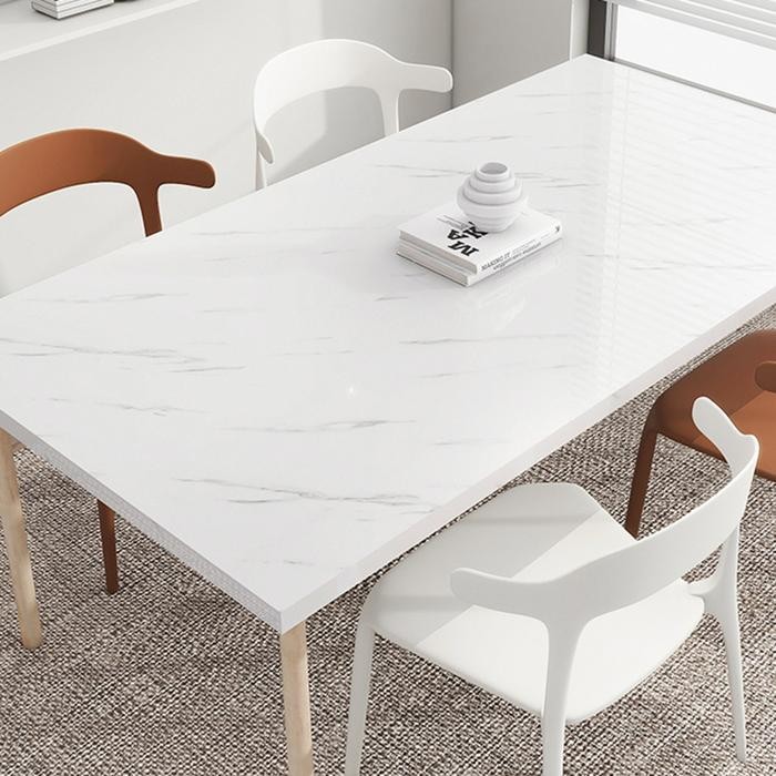 Dinding Dapur Walpaper Bahan Alumunium Foil 6 Meter X 60 Cm(Pt) Motif Marmer Putih Salur Cream