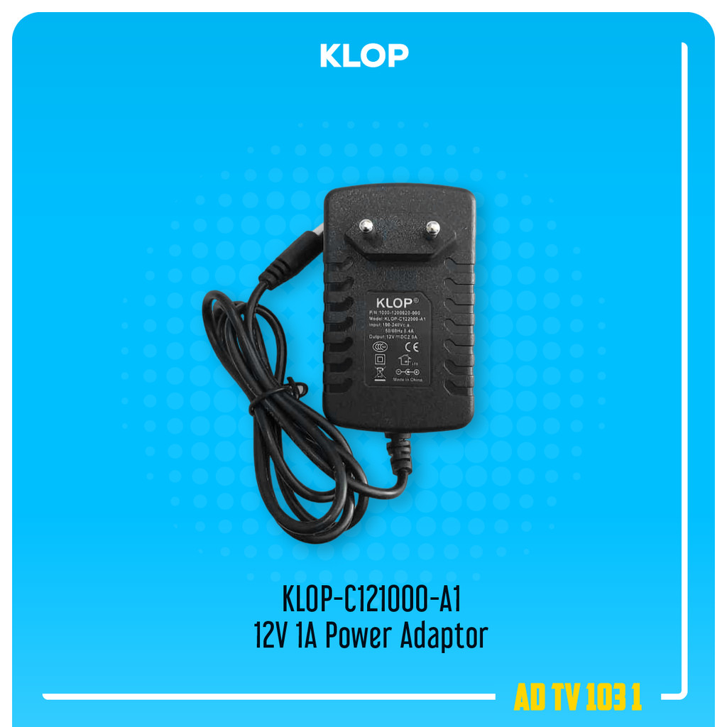 Klop KLOP-C121000-A1 12V 1A Switching Power Supply Adaptor