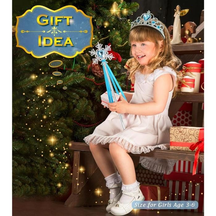 2in1 Frozen Elsa Mahkota+ Tongkat Frozen Elsa Accesories Set Mainan Anak Tongkat Frozen