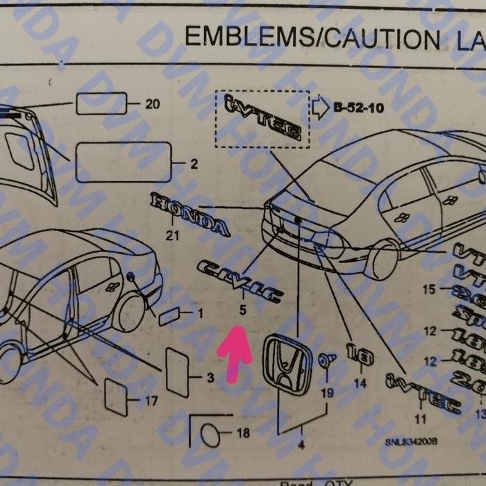Emblem/Logo Civic Original Civic Fd Part