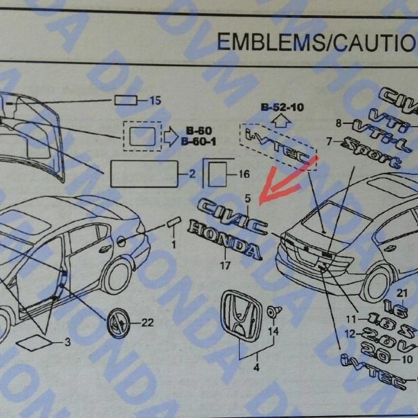Emblem/Logo Civic Original Civic Fb Aksesoris
