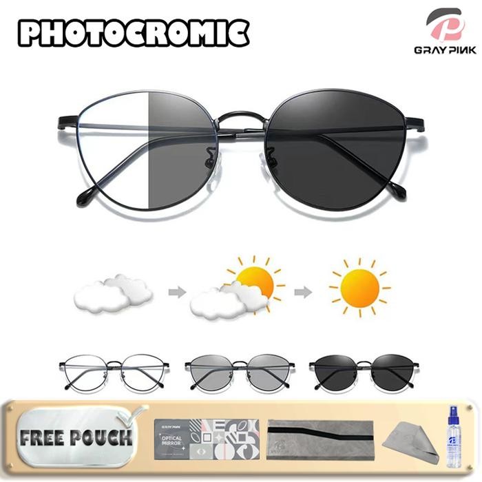 TERLARIS Choskie Kacamata AntiRadiasi Blueray Photocro 2IN1 Oval metal 6037 READY STOCK