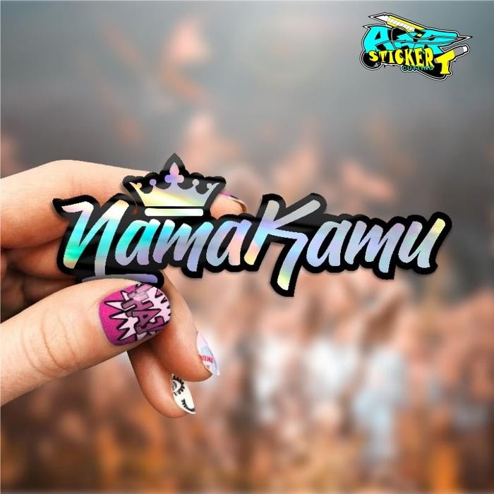 

New Stiker Nama Mahkota Hologram King & Queen ''isi nama kalian dipesan opsional" Sticker Paper