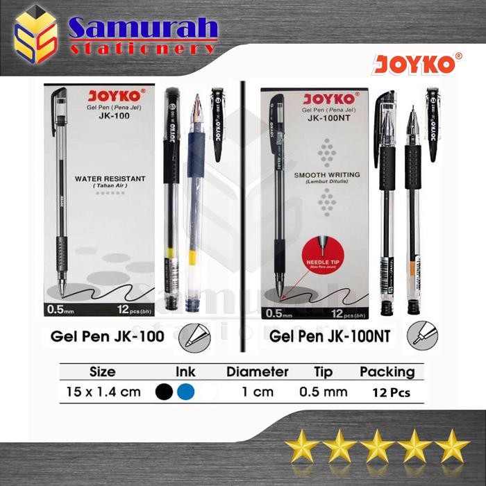 

New Gel Pen Joyko JK 100 (Runcing) / JK 100 NT(Jarum) Pulpen GelPen JK-100 0.5 mm / Bolpen Pengel