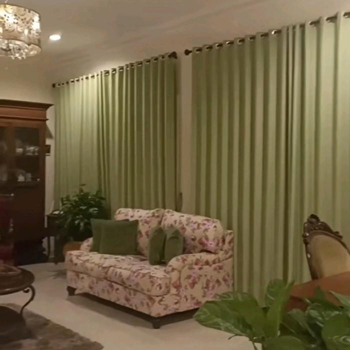 Gorden Jendela dan Pintu Minimalis Blackout Hijau Sage - Bahan Import Kain