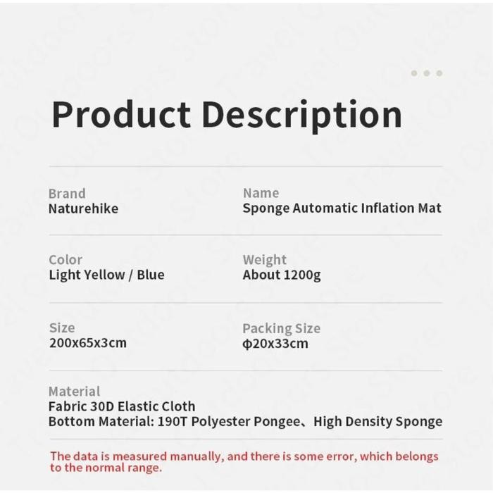 MATRAS / SLEEPING PAD SPON SELF INFLATE CAMPING NATUREHIKE NH21FCD10