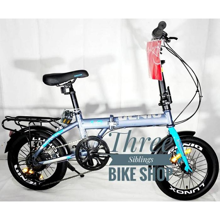 SEPEDA LIPAT GENIO LUNOX 1.0 16 INCH WARNA GREY BLUE by UNITED