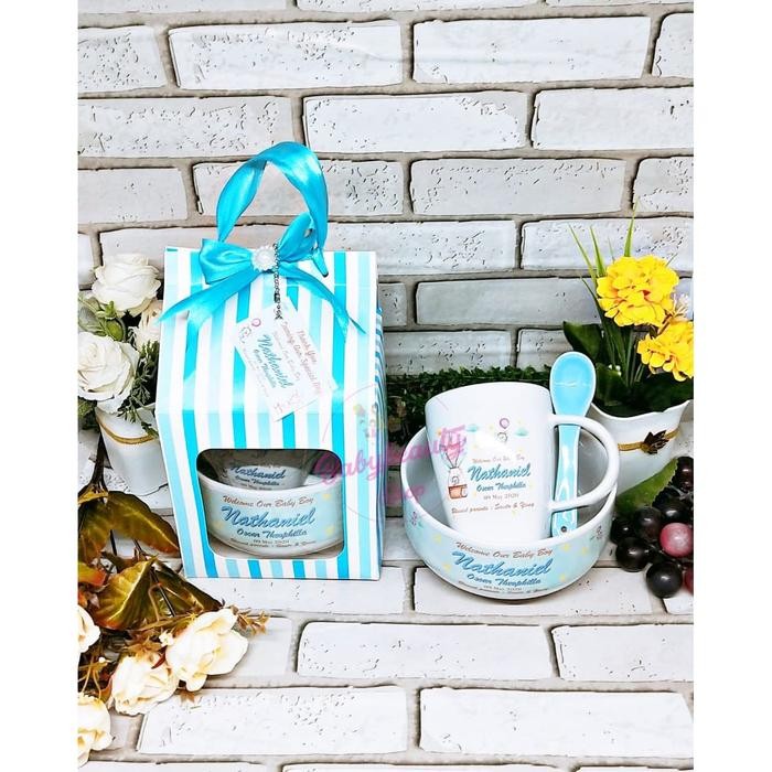 Promo Souvenir Mug Sendok Mangkok Custom Cetak Nama LogoTmug Souvenir Custom + Sendok & Mangkok