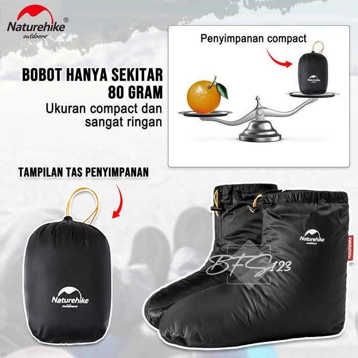 Sepatu Goose Down Naturehike Nh18S023-T Kaos Kaki Bulu Angsa Kaos Kaki Musim Dingin Winter