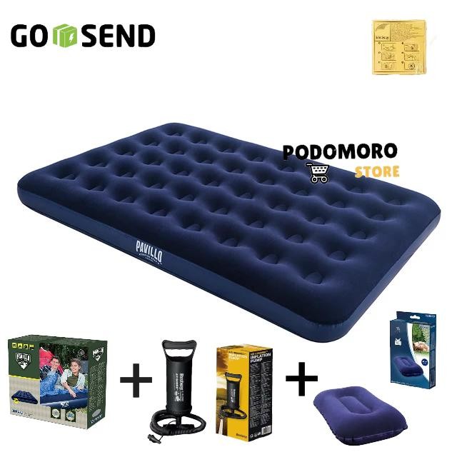 Bestway - Bestway 67002 Kasur Angin Doble Biru + Pompa Tabung Bestway