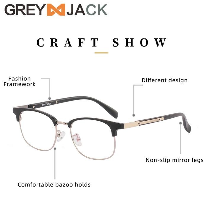 TERLARIS Grey Jack Fr Kacamata Kotak TR+Metal Unisex Bisa Minus 8298 READY STOCK