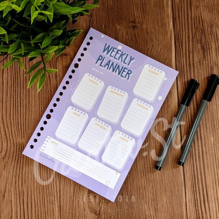 

[Tulis Id] Colorful Weekly Planner Loose Leaf A5 100 GSM 50 Lbr 20 Ring
