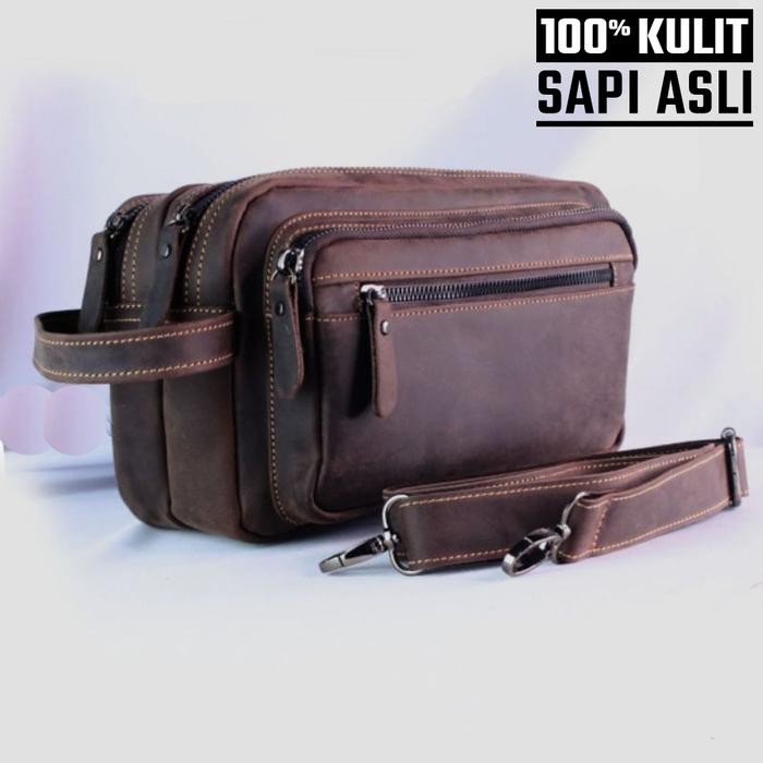 Guteninc Wallts - Pouch Bag Kulit Sapi Asli Pria Crazy Horse