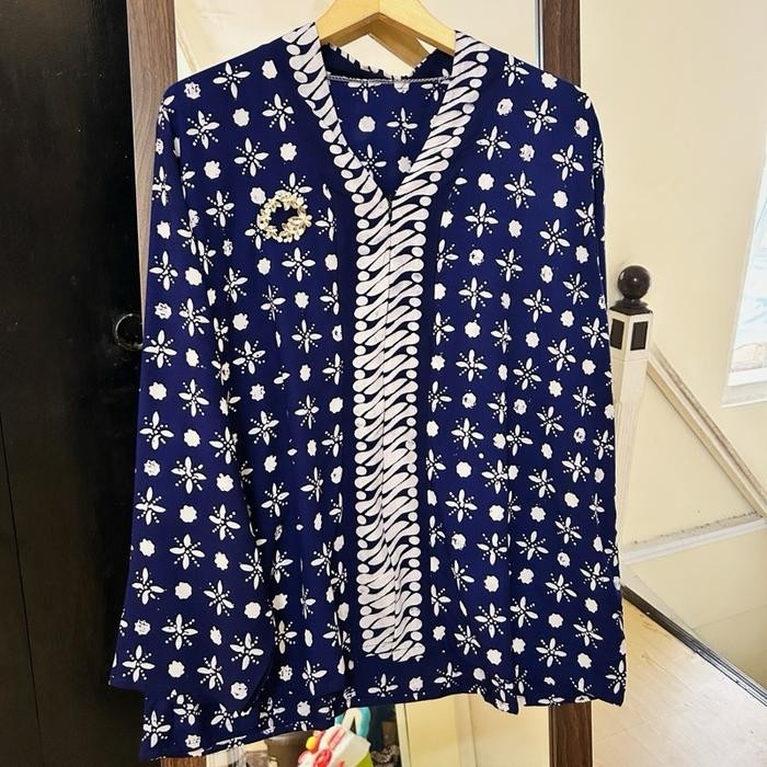 Blouse Katun Rayon Paris Wanita Motif Adem Batik Kerja Atasan