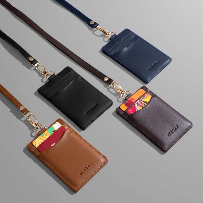

promo starke leather id card holder lanyard nametag kulit asli hustle hog