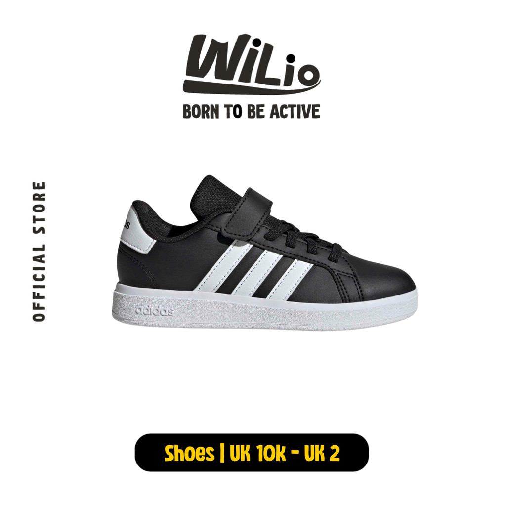 ADIDAS Grand Court 2.0 Shoes El C IE5995 - Sepatu Anak (Hitam)