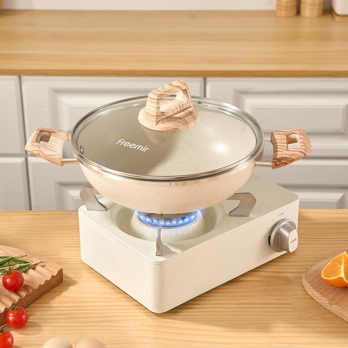 [Special Masih Ngekost] Freemir 24 Cm Tinggi 7.5Cm Wajan Kuping Beige Panci Anti Lengket