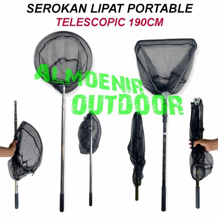 HRG DISKON serokan jaring ikan lipat teleskopik portable mancing besar - bulat