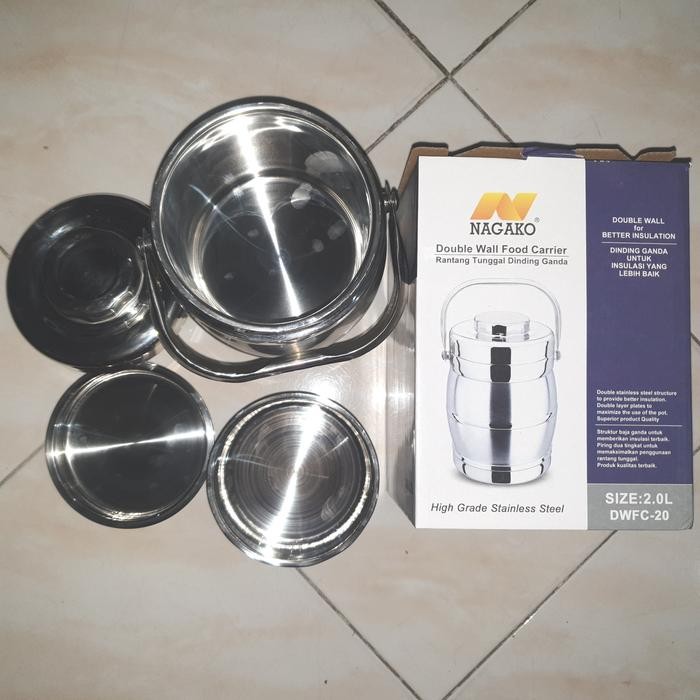 rantang tunggal stainless 2 liter nagako 3 susun rantang 3 susun
