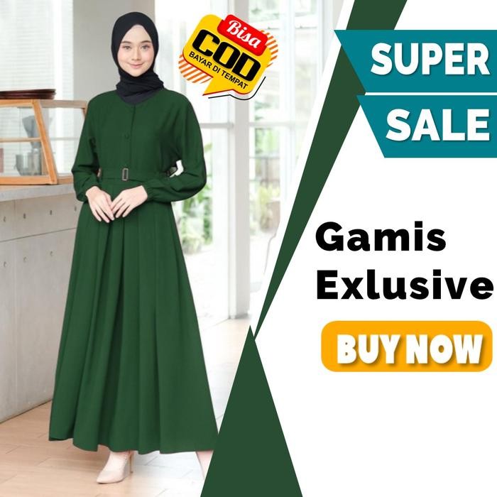 ASLI GAMIS EXCLUSIVE TERBARU GAMIS REMAJA GAMIS BUSUI - HIJAU BOTOL READY STOCK