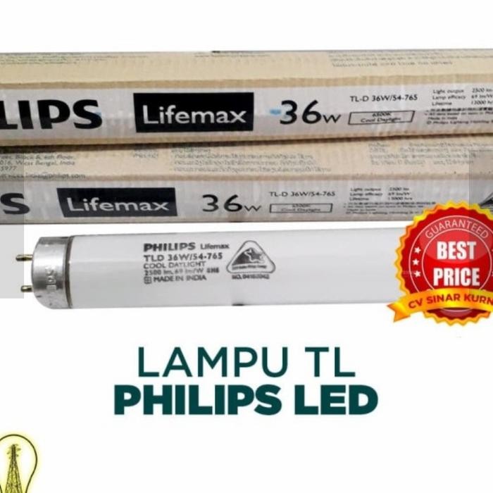 Philips Lampu Neon TL-D 36W/54-765 Lifemax 36 Watt Panjang 120 cm Putih Best Price