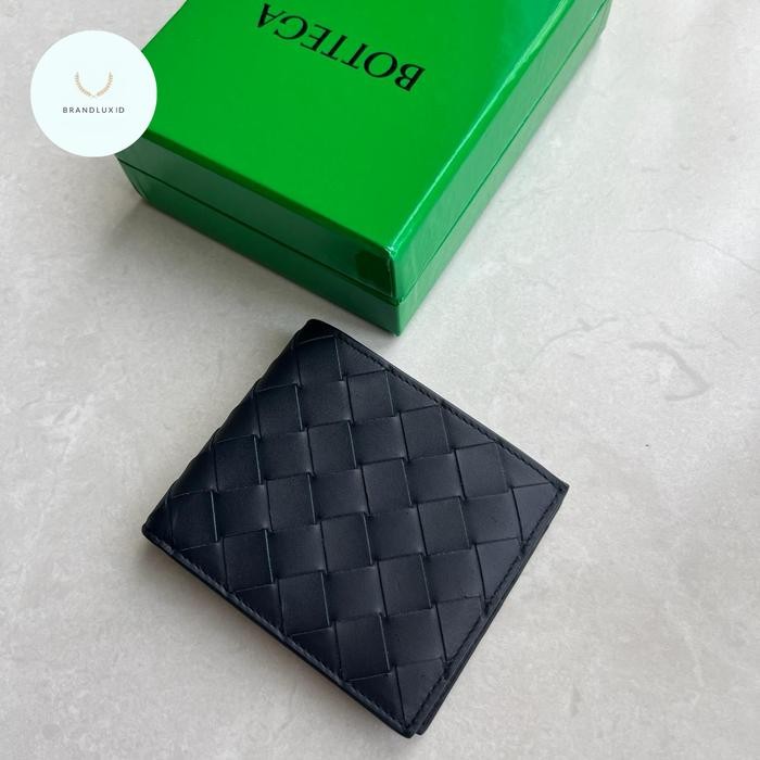 Bottega veneta intrecciato bifold wallet in space blue 8cc+2bill compartments