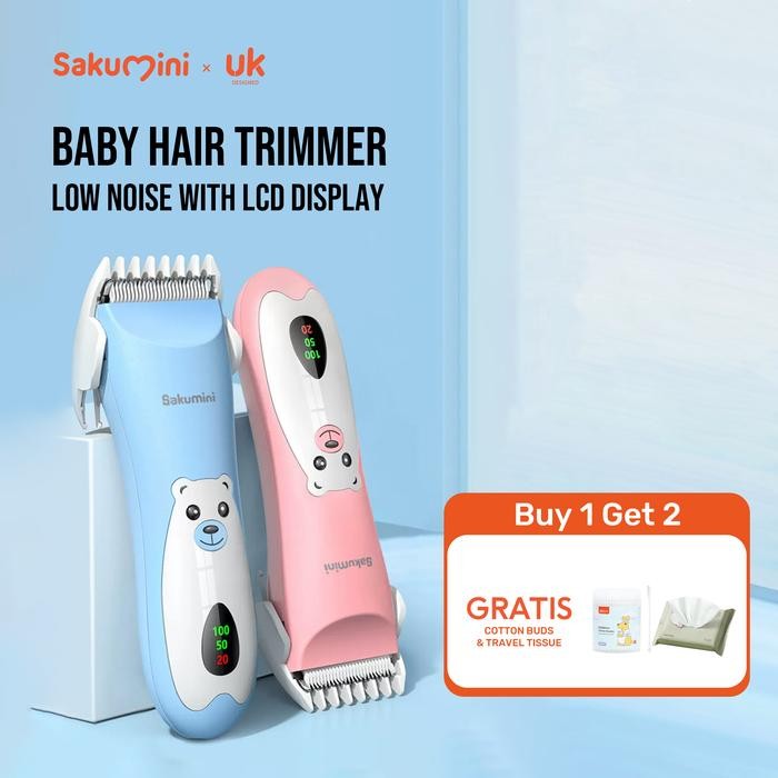 

(GRATIS COTTON BUDS DAN TISU MASAH TRAVEL SIZE) Sakumini baby Hair Trimmer Elektrik Mesin Cukur